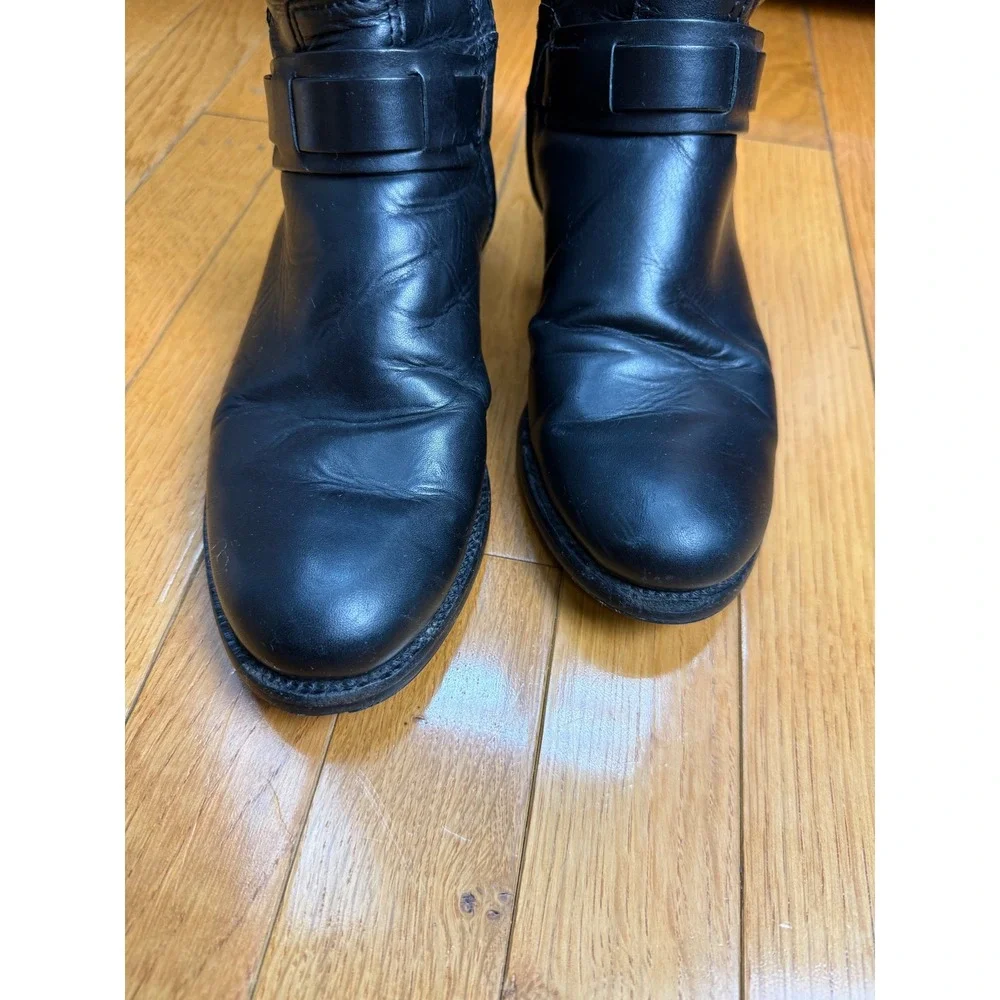 Tory Burch Colton Riding Boot Black Leather Tall Riding Boots‎ Embossed Logo 7M